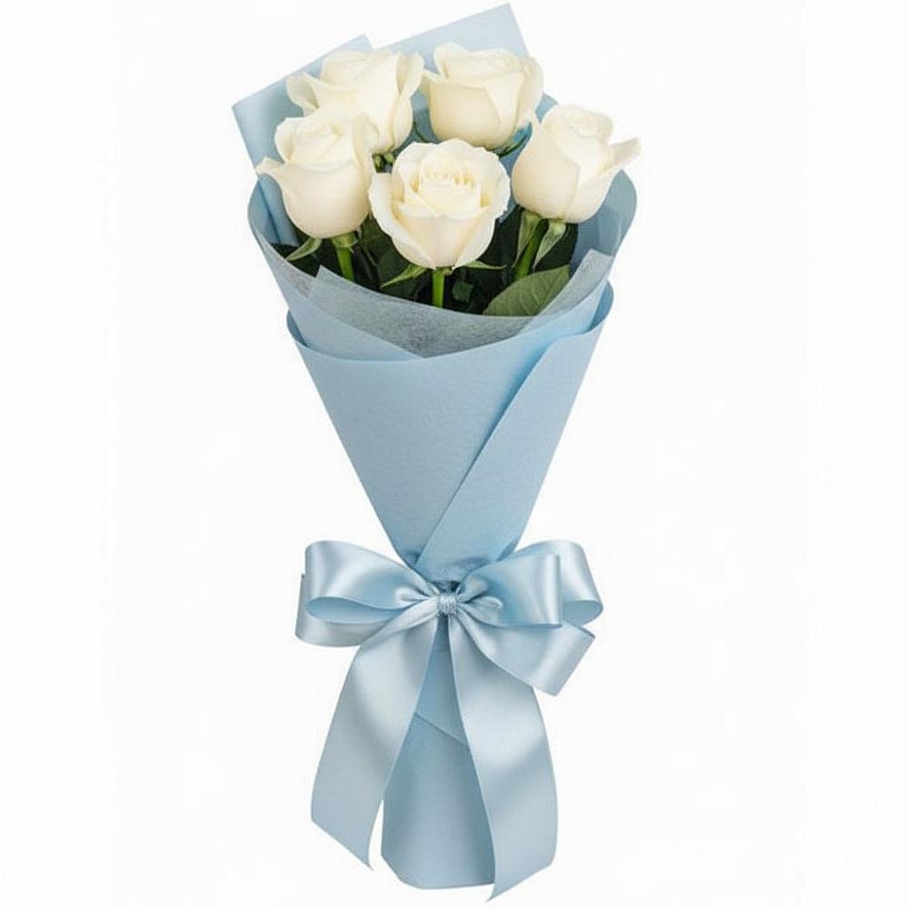 Букет 5 Белых роз Проуд в Великовечное