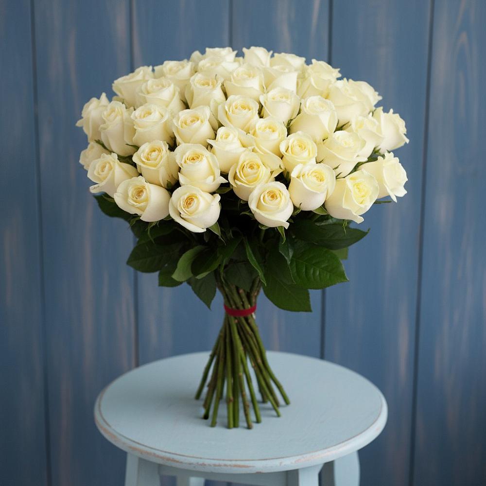 Букет 51 Белая роза Эдлесс Лав в Великовечное