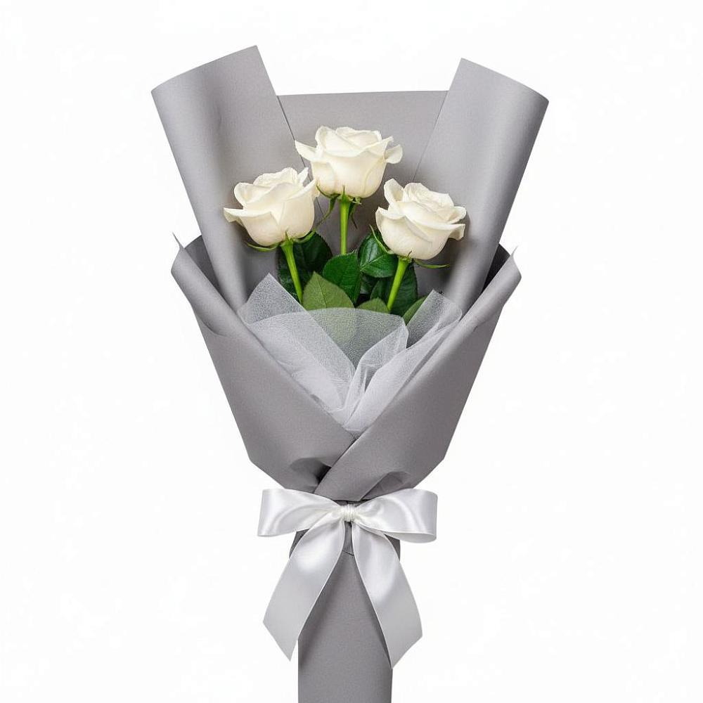 Букет 3 белые розы в Великовечное