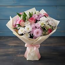 Букет цветов из:  Хризантемы, Альстромерии и Розы в Великовечное