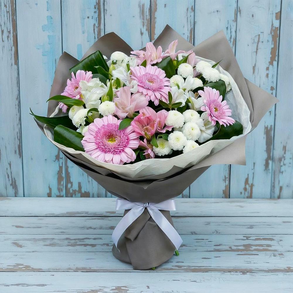 Букет цветов из: Герберы, Альстромерии и Хризантемы в Великовечное