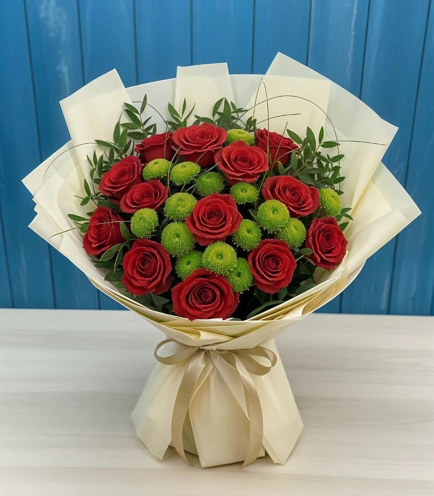 Букет цветов из: Розы и Хризантемы в Великовечное